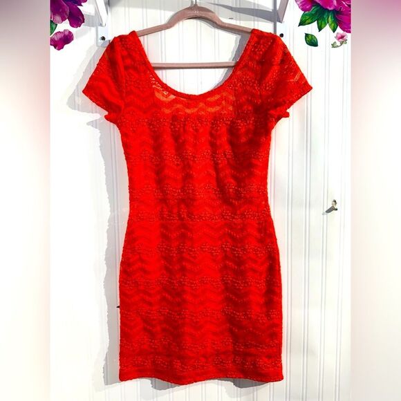 Free People Orange Lace Dress Sz M - Picture 1 of 4